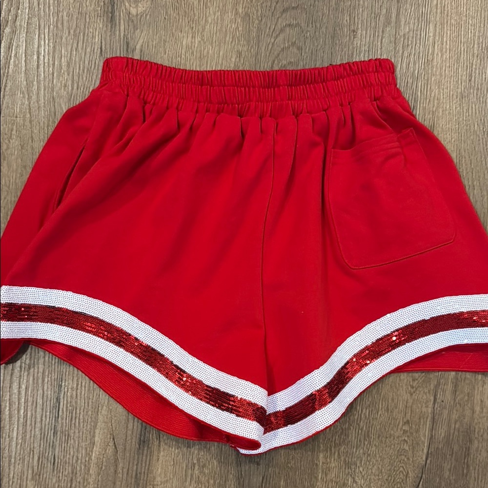NWT Peach Love California Red Sequin Trim Shorts - Picture 3 of 3